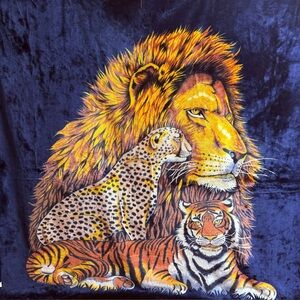 VTG Korean Mink Plush Blanket Lion Tiger Cheetah